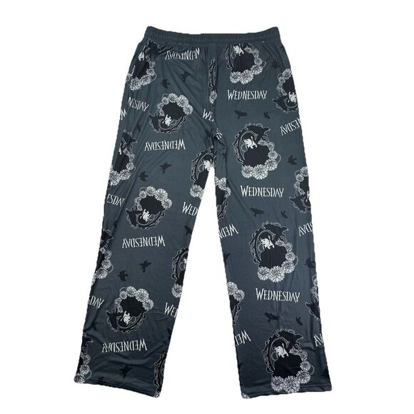 Wednesday Addams Pajama Pants XL Black Gray Halloween Sleepwear Mad Engine - Picture 4 of 9